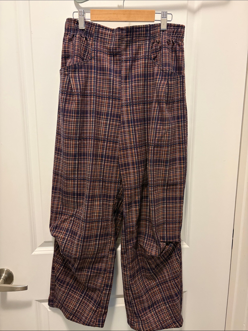 Free People nice choice pants. Plaid brown and navy